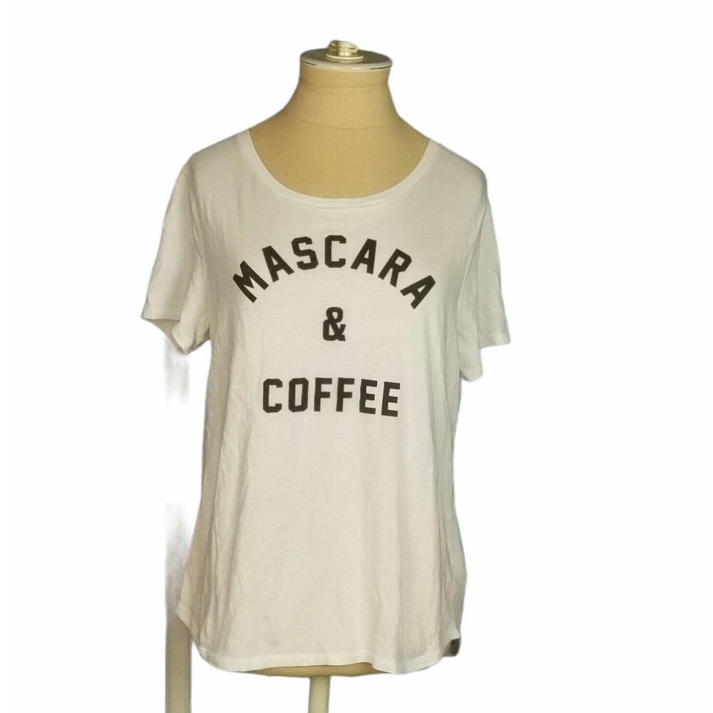 Old Navy Relaxed White Mascara and Coffee Tee for Women Size Small